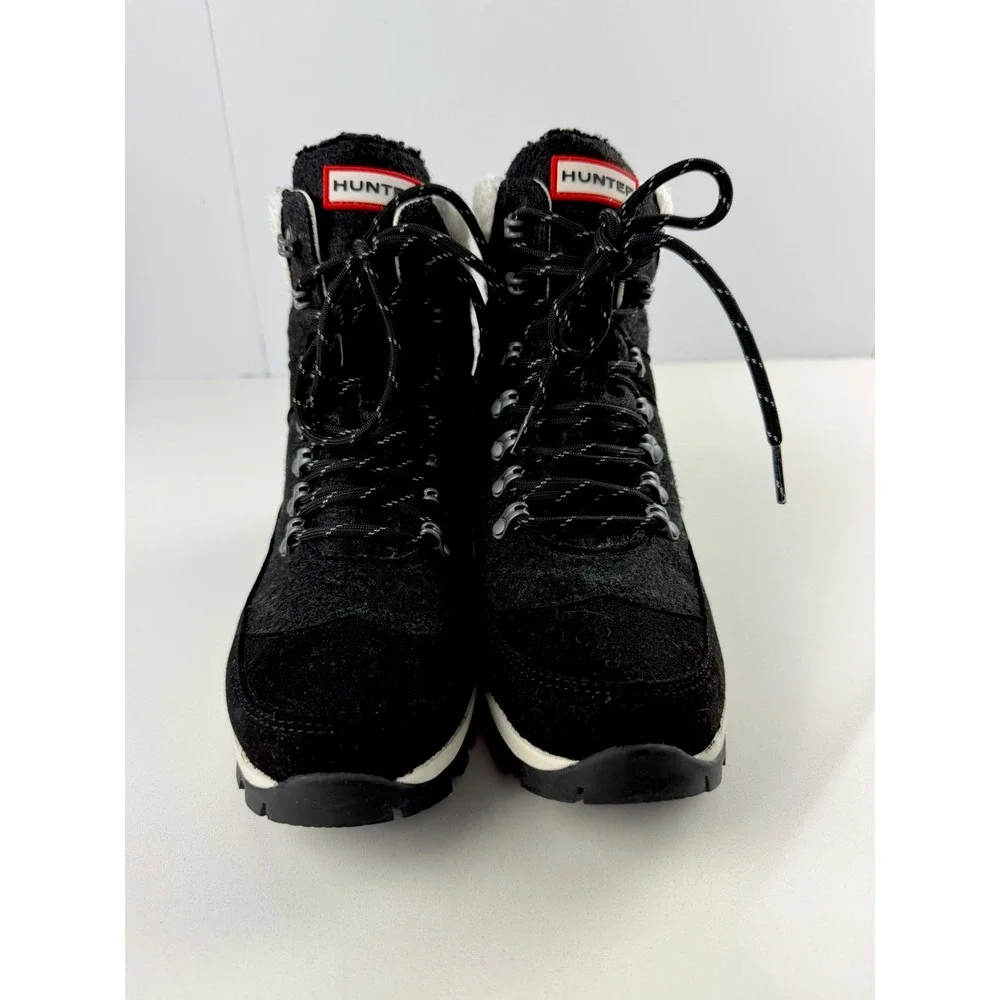 Hunter Womens Black‎ Sherpa Lace Up Hiking Boots Size 7 Winter Waterproof